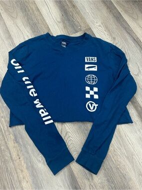 Vans Navy Blue Tee with White Logo and Checker Detail